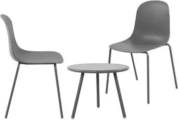 CLP Mindin Gartensitzgruppe 3-teilig, Kunststoff, dunkelgrau