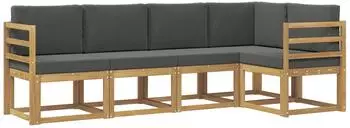 vidaXL Outdoor-Sofagarnitur mit Kissen, 5-tlg., wei&szlig; und anthrazit (3387616)