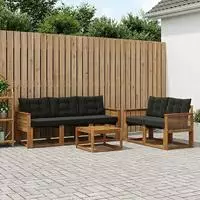 vidaXL Outdoor-Sofagarnitur 6 stk. Natur und Schwarz
