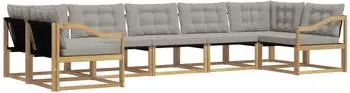 vidaXL Outdoor-Sofagarnitur 7-tlg. wei&szlig; und hellgrau (3389053)