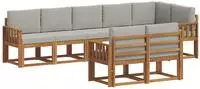 vidaXL Outdoor-Sofagarnitur 8 stk. Nat&uuml;rlich und Hellgrau