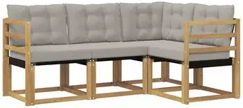 vidaXL Outdoor-Sofagarnitur mit Kissen 4-tlg., wei&szlig; und hellgrau (3389417)