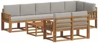 vidaXL Outdoor-Sofagarnitur 9 stk. Nat&uuml;rlich und Hellgrau