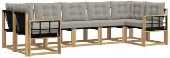 vidaXL Outdoor-Sofagarnitur 7-tlg. wei&szlig; und hellgrau (3389841)