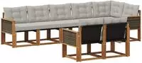 vidaXL Outdoor-Sofagarnitur 8 stk. Natur und Hellgrau