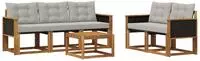 vidaXL Outdoor-Sofagarnitur 6 stk. Natur und Hellgrau