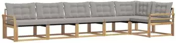 vidaXL Garten-Sofagarnitur 6-tlg., wei&szlig;/hellgrau (3388733)