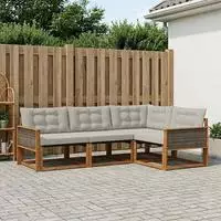 vidaXL Outdoor-Sofagarnitur 4 stk. Nat&uuml;rlich und Hellgrau