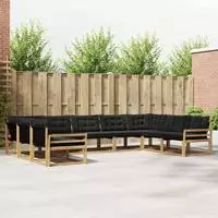 vidaXL Outdoor-Sofagarnitur 9 stk. Wei&szlig; und Schwarz