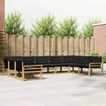 vidaXL Outdoor-Sofagarnitur mit Kissen, 9-tlg., wei&szlig; und schwarz (3389070)