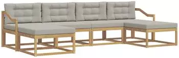 vidaXL Outdoor-Sofagarnitur 6-tlg. wei&szlig; und hellgrau (3386845)