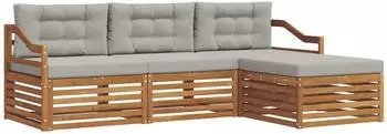 vidaXL Garten-Sofagarnitur 4-tlg. mit Kissen, natur und hellgrau (3373276)