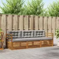 vidaXL Outdoor-Sofagarnitur 3 stk. Natur und Hellgrau