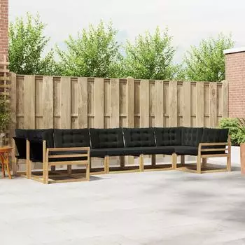vidaXL Outdoor-Sofagarnitur mit Kissen, 7-tlg., wei&szlig; und schwarz (3389046)