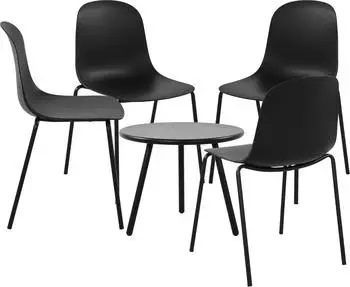 CLP Mindin Gartensitzgruppe 5-teilig, Kunststoff, schwarz (326177)