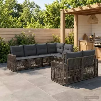 vidaXL Gartenlounge-Set 7-teilig, grau und dunkelgrau (3435182)