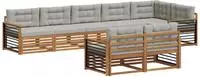 vidaXL Outdoor-Sofagarnitur 8 stk. Nat&uuml;rlich und Hellgrau