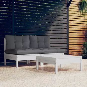 vidaXL Garten-Lounge-Set 3-tlg. Kiefernholz, anthrazit Kissen (3095999)