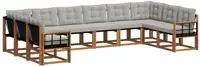 vidaXL Outdoor-Sofagarnitur 10 stk. Natur und Hellgrau
