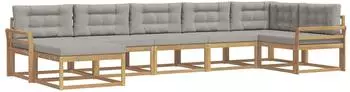 vidaXL Outdoor-Sofagarnitur 7-tlg. wei&szlig; und hellgrau (3386760)
