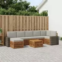 vidaXL Outdoor-Sofagarnitur 8 stk. Nat&uuml;rlich und Hellgrau