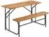 Costway Balkontisch-Set mit Bank, Akazienholz & Metall, 2 Personen (TI96477)