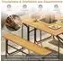 Costway Balkontisch-Set mit Bank, Akazienholz & Metall, 2 Personen (TI96477)