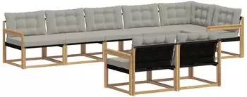vidaXL Outdoor-Sofagarnitur 8-tlg. wei&szlig; und hellgrau (3388797)