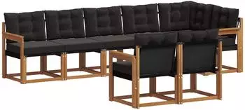vidaXL Gartenlounge-Set 8-tlg. natur und schwarz (3368779)
