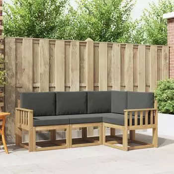 vidaXL Outdoor-Sofagarnitur 4-tlg., wei&szlig; und anthrazit (3387556)