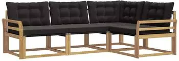 vidaXL Outdoor-Sofagarnitur mit Kissen, 4-tlg., wei&szlig;/schwarz (3388638)
