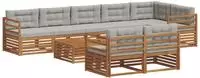 vidaXL Outdoor-Sofagarnitur 9 stk. Nat&uuml;rlich und Hellgrau