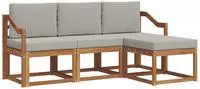 vidaXL Outdoor-Sofagarnitur 4 stk. Nat&uuml;rlich und Hellgrau