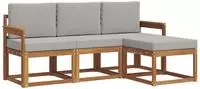 vidaXL Outdoor-Sofagarnitur 4 stk. Nat&uuml;rlich und Hellgrau