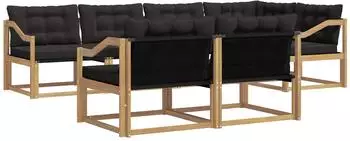 vidaXL Outdoor-Sofagarnitur mit Kissen, 7-tlg., wei&szlig; und schwarz (3388790)