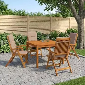 vidaXL Garten-Essgruppe 5-teilig Massivholz Akazie (3434617)