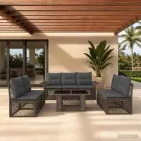 vidaXL Gartensofa-set 8 stk. Grau und Dunkelgrau Poly-Rattan