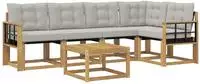 vidaXL Outdoor-Sofagarnitur 6 stk. Wei&szlig; und Hellgrau