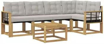 vidaXL Outdoor-Sofagarnitur mit Kissen, 6-tlg., wei&szlig; und hellgrau (3389505)