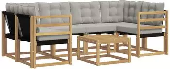 vidaXL Outdoor-Sofagarnitur 7-tlg. wei&szlig; und hellgrau (3389249)