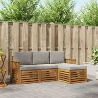 vidaXL Outdoor-Sofagarnitur 4 stk. Nat&uuml;rlich und Hellgrau