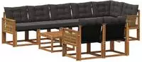 vidaXL Outdoor-Sofagarnitur 9 stk. Natur und Schwarz