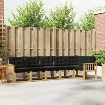 vidaXL Outdoor-Sofagarnitur mit Kissen, 6-tlg., wei&szlig; und schwarz (3389522)