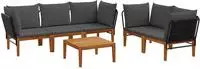 vidaXL 6 stk. Massives Akazienholz & Seil Natur