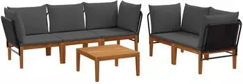 vidaXL Gartenlounge-Set 6-tlg. Akazienholz & Seil, natur (3407748)