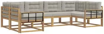 vidaXL Outdoor-Sofagarnitur 6-tlg. wei&szlig; und hellgrau (3386945)