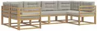 vidaXL Outdoor-Sofagarnitur 6 stk. Wei&szlig; und Hellgrau