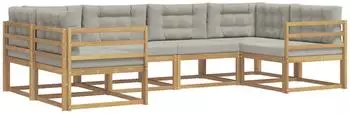 vidaXL Outdoor-Sofagarnitur 6-tlg. wei&szlig; und hellgrau (3386920)