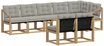 vidaXL Outdoor-Sofagarnitur 8-tlg. wei&szlig; und hellgrau (3389605)