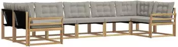 vidaXL Outdoor-Sofagarnitur 7-tlg. wei&szlig; und hellgrau (3389045)